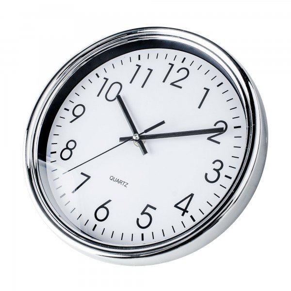 Reloj pared blanco/cromo redondo 25cm