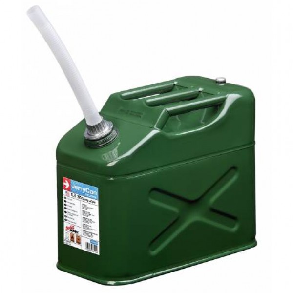 Jerry can 10l en acero galvanizado. verde. bidón de alta calidad. estilo militar.