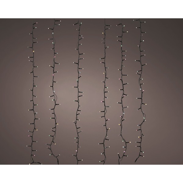 Cortina multifunción, exterior, multicolor suave, 256 leds, 375 x 60 cm