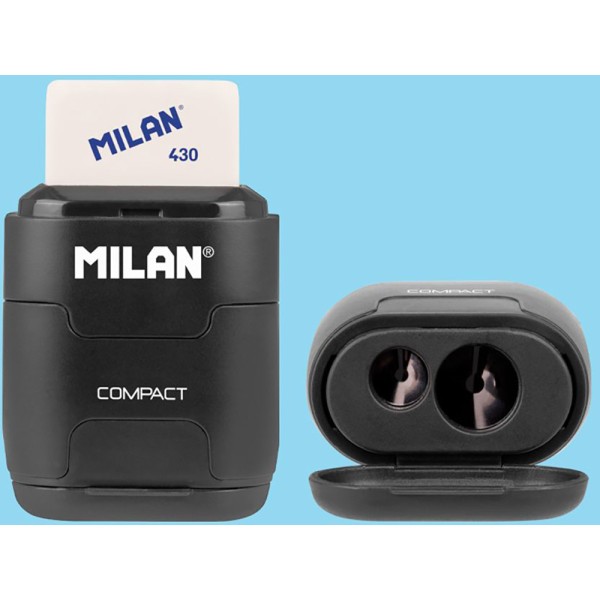 Goma con afilalápices negro compactserie especial shadow + 2 gomas (pack 2 unidades)