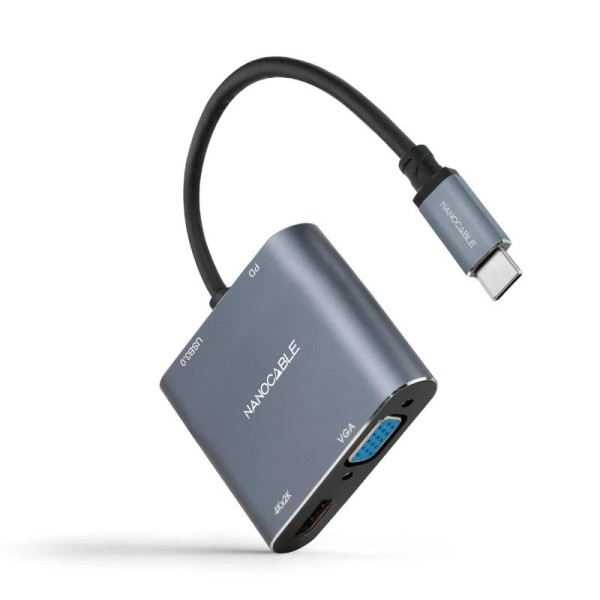 Nanocable converosr usb-c a hdmi/vga/usb3.0/pd
