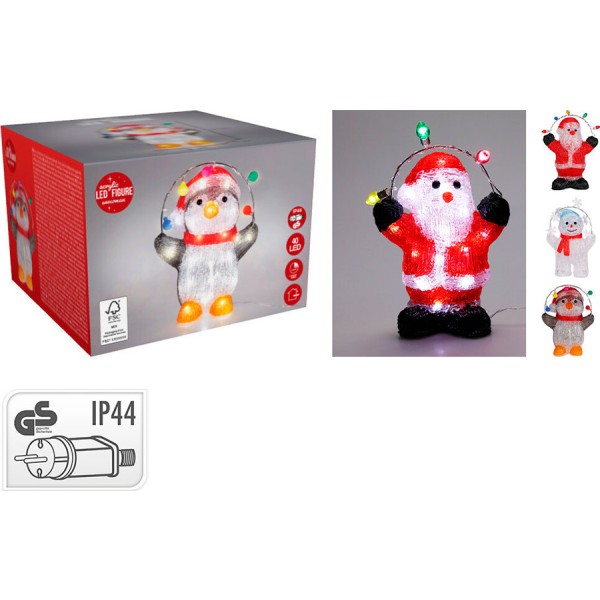 Figura de navidad, acrílica, 40 leds, interior y exterior, modelos variados