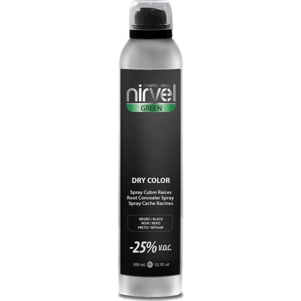 Nirvel green dry color spray cubre raices negro negro 300ml vaporizador