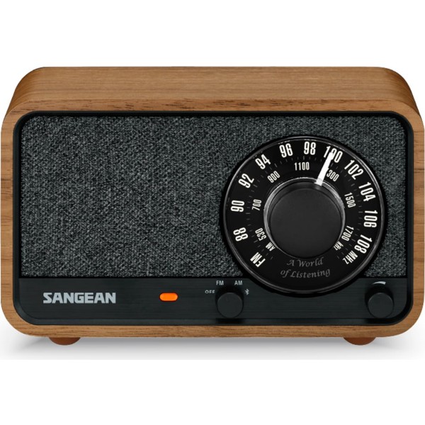 Sangean wr-8 nogal vintage / radio analógica de madera con am / fm / bluetooth